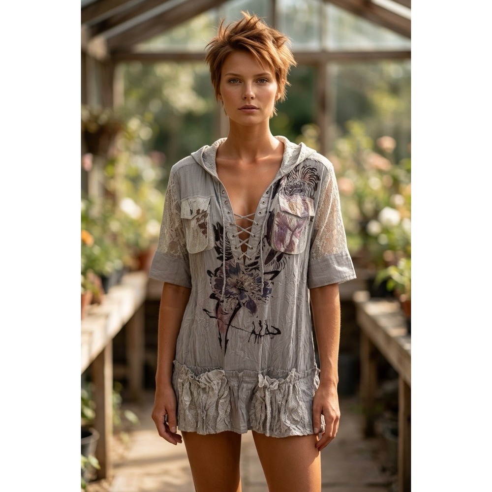 NEW Magnolia One Size LONG TOP BLOUSE MINI DRESS HOODIE ART TO WEAR